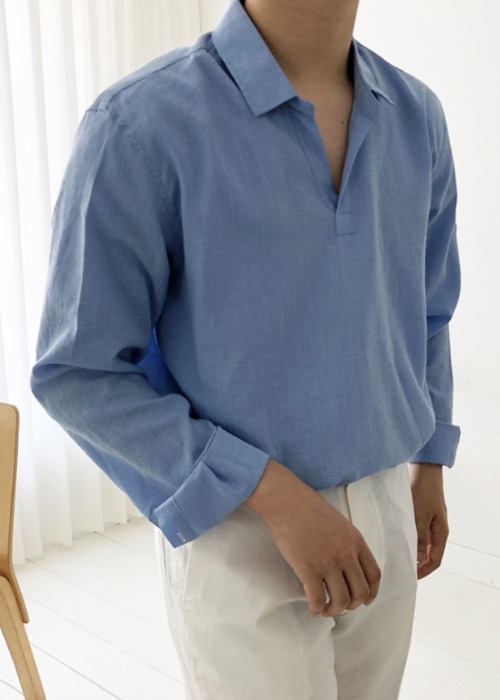 플루비 린넨 헨리넥 셔츠 (4color)